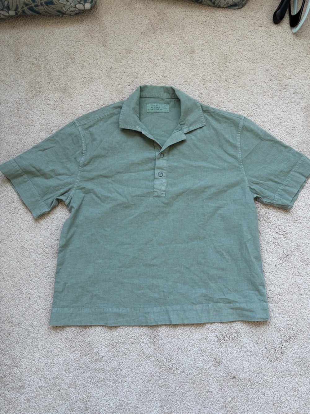 Abercrombie Summer Linen Blend Popover L Green - Picture 3 of 5